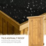 Small Wooden Storage Cabinet w/ 3 Shelves, Asphalt Roof & Shutter Doors, 87x47x160cm, Natural Wood - Image 7