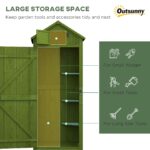 Wooden Storage Cabinet, Outdoor Small Shed w/ Shelves, Tilt Roof & Lockable Double Doors, Dark Green - Image 6