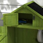 Wooden Storage Cabinet, Outdoor Small Shed w/ Shelves, Tilt Roof & Lockable Double Doors, Dark Green - Image 11