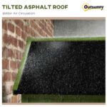 Wooden Storage Cabinet, Outdoor Small Shed w/ Shelves, Tilt Roof & Lockable Double Doors, Dark Green - Image 7