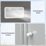 EverBase 9 x 6ft Metal Garden Shed with Double Sliding Doors & Shutter Vents, Grey - Image 9