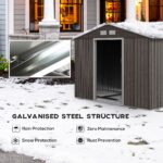 EverBase 9 x 6ft Metal Garden Shed with Double Sliding Doors & Shutter Vents, Grey - Image 6