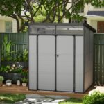 6 x 6ft Outdoor Storage Shed with Latch Doors for Garden, Light Grey - Image 11