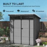 6 x 6ft Outdoor Storage Shed with Latch Doors for Garden, Light Grey - Image 6