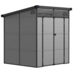 6 x 6ft Outdoor Storage Shed with Latch Doors for Garden, Light Grey