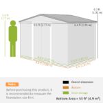 EverBase 9 x 6ft Metal Garden Shed with Double Sliding Doors & Shutter Vents, Light Brown - Image 5