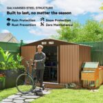 EverBase 9 x 6ft Metal Garden Shed with Double Sliding Doors & Shutter Vents, Light Brown - Image 6