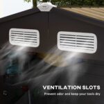 4.3 x 6.2 ft Garden Shed w/ Ventilation Slots, Lockable Door and Gloves for Garden, Patio, Oak - Image 9