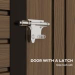 4.3 x 6.2 ft Garden Shed w/ Ventilation Slots, Lockable Door and Gloves for Garden, Patio, Oak - Image 8