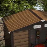 4.3 x 6.2 ft Garden Shed w/ Ventilation Slots, Lockable Door and Gloves for Garden, Patio, Oak - Image 2