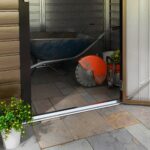 4.3 x 6.2 ft Garden Shed w/ Ventilation Slots, Lockable Door and Gloves for Garden, Patio, Oak - Image 11