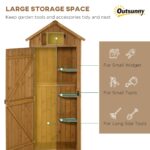 Wooden Storage Cabinet, Outdoor Small Shed w/ Shelves, Tilt Roof & Lockable Double Doors, Brown - Image 6