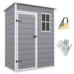 5 x 3FT Small Garden Shed, Storage Shed with Lockable Door, Window & Vent, for Garden, Patio, Grey - Image 12
