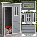 5 x 3FT Small Garden Shed, Storage Shed with Lockable Door, Window & Vent, for Garden, Patio, Grey - Image 7