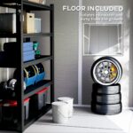 6 x 5ft Garden Shed, Plastic Shed with Floor, Window, Lockable Doors and Vents, Wood Effect Resin Tool Shed for Outdoor Patio, Light Grey - Image 7