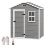 6 x 4ft Wood Effect Resin Tool Shed with Floor, Window, Vents & Lockable Door for Garden, Lawn, Grey - Image 2