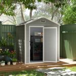 6 x 4ft Wood Effect Resin Tool Shed with Floor, Window, Vents & Lockable Door for Garden, Lawn, Grey - Image 4