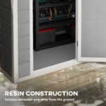 6 x 4ft Wood Effect Resin Tool Shed with Floor, Window, Vents & Lockable Door for Garden, Lawn, Grey - Image 7