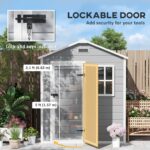 6 x 4ft Wood Effect Resin Tool Shed with Floor, Window, Vents & Lockable Door for Garden, Lawn, Grey - Image 9