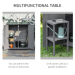 Small Wooden Tool Shed w/ Flexible Table, Asphalt Roof, Hooks & Ground Nails, 140x75x157cm, Grey - Image 6