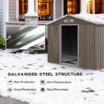 EverBase 9 x 6ft Metal Garden Shed with Double Sliding Doors & Shutter Vents, Light Brown - Image 6