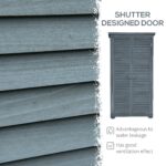 Small Wooden Tool Storage Cabinet w/ 3 Shelves, Asphalt Roof & Shutter Doors, 87x47x160cm, Grey - Image 6