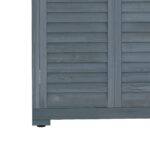 Small Wooden Tool Storage Cabinet w/ 3 Shelves, Asphalt Roof & Shutter Doors, 87x47x160cm, Grey - Image 10