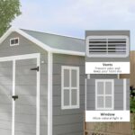6 x 5ft Garden Shed, Plastic Shed with Floor, Window, Lockable Doors and Vents, Wood Effect Resin Tool Shed for Outdoor Patio, Dark Grey - Image 8