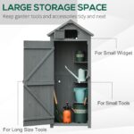 Wooden Storage Cabinet, Outdoor Small Shed w/ Shelves, Tilt Roof & Lockable Double Doors, Grey - Image 6