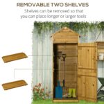 Wooden Garden Storage Cabinet w/ 3 Shelves, Tilted-felt Roof & 2 Lockable Doors, Natural Wood Effect - Image 7