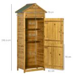 Wooden Garden Storage Cabinet w/ 3 Shelves, Tilted-felt Roof & 2 Lockable Doors, Natural Wood Effect - Image 5