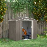 EverBase 7 x 4ft Metal Garden Shed with Vents & Foundation Kit, Light Brown - Image 4