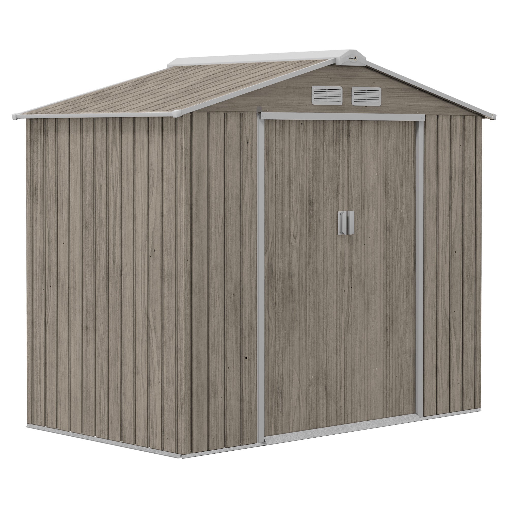 TYukeVsE61uGugPyZ1gS1AaosomIfE57h97klB4MCBWGl0-UxeX3wmLCICmcxyRtDyS5LM EverBase 7 x 4ft Metal Garden Shed with Vents & Foundation Kit, Light Brown - Image 1