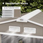 EverBase 7 x 4ft Metal Garden Shed with Vents & Foundation Kit, Light Brown - Image 8