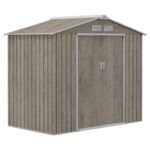 EverBase 7 x 4ft Metal Garden Shed with Vents & Foundation Kit, Light Brown - Image 12