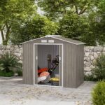 EverBase 7 x 4ft Metal Garden Shed with Vents & Foundation Kit, Light Brown - Image 3