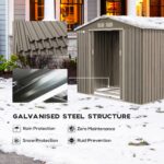 EverBase 7 x 4ft Metal Garden Shed with Vents & Foundation Kit, Light Brown - Image 6