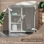 Wooden Garden Storage Cabinet with Shelves and Double Door, 110x 55 x117cm, Light Grey - Image 6