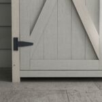 Wooden Garden Storage Cabinet with Shelves and Double Door, 110x 55 x117cm, Light Grey - Image 11