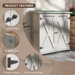 Wooden Garden Storage Cabinet with Shelves and Double Door, 110x 55 x117cm, Light Grey - Image 7