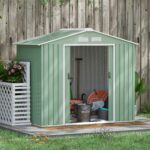 EverBase 7 x 4ft Metal Garden Shed with Vents & Foundation Kit, Light Green - Image 4