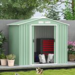 EverBase 7 x 4ft Metal Garden Shed with Vents & Foundation Kit, Light Green - Image 3