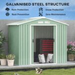 EverBase 7 x 4ft Metal Garden Shed with Vents & Foundation Kit, Light Green - Image 6