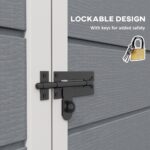 6 x 4.5FT Plastic Garden Shed, Lockable Tool Storage Shed w/ Floor, Window & Plastic Roof, Grey - Image 9