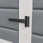 6 x 4.5FT Plastic Garden Shed, Lockable Tool Storage Shed w/ Floor, Window & Plastic Roof, Grey - Image 11