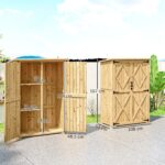 Wooden Garden Storage Shed, Tool Storage Cabinet with Asphalt Roof and 2 Shelves, Natural - Image 5
