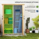 Wooden Garden Storage Shed, Tool Storage Cabinet with Asphalt Roof and 2 Shelves, Natural - Image 6