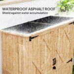 Wooden Garden Storage Shed, Tool Storage Cabinet with Asphalt Roof and 2 Shelves, Natural - Image 7