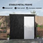6 x 4ft Metal Garden Shed, Galvanised Steel Shed with Lockable Door and Gloves, Outdoor Tool Storage Shed for Garden, Patio, Dark Grey - Image 7