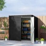 6 x 4ft Metal Garden Shed, Galvanised Steel Shed with Lockable Door and Gloves, Outdoor Tool Storage Shed for Garden, Patio, Dark Grey - Image 3